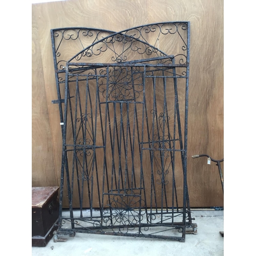 29 - A PAIR OF ORNATE WROUGHT IRON GATES (EACH GATE 130CM X 226CM HIGH