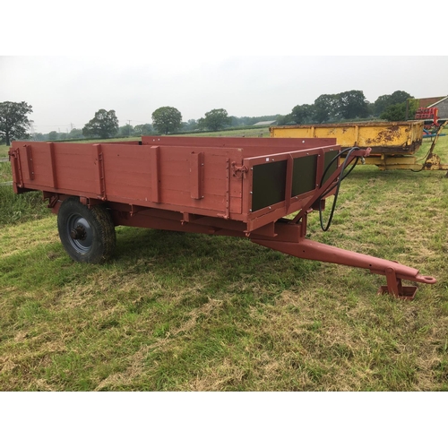 193 - A FERGUSON TRAILER FRAME WITH NEW TIMBERS AND MARINE PLY AND HYDRAULIC TIPPING