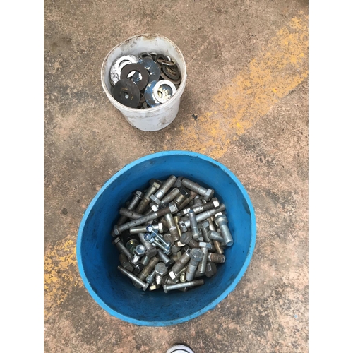 30 - A LARGE BUCKET OF BOLTS AND A FURTHER BUCKET OF WASHERS