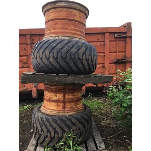 49 - TWO GRASSLAND FRONT TYRES AND TWO REAR WHEEL RIMS