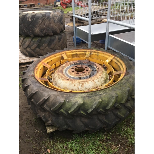 67 - A PAIR OF ROW CROP WHEELS AND TYRES MITCHELIN 8.3 44