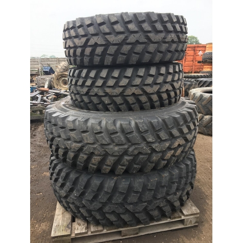 83 - A SET OF FOUR GRASSLAND WHEELS AND TYRES - TWO 360 80 20 AND TWO 440 80 30