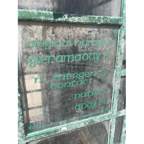 1 - AN ORIGINAL CAST PHONE BOX MADE BY CARRON CO, STIRLINGSHIRE, SCOTLAND, PAINTED IN IRISH COLOURS WITH... 