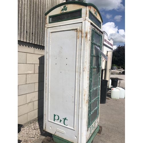 1 - AN ORIGINAL CAST PHONE BOX MADE BY CARRON CO, STIRLINGSHIRE, SCOTLAND, PAINTED IN IRISH COLOURS WITH... 