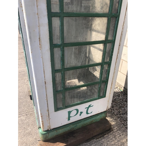 1 - AN ORIGINAL CAST PHONE BOX MADE BY CARRON CO, STIRLINGSHIRE, SCOTLAND, PAINTED IN IRISH COLOURS WITH... 