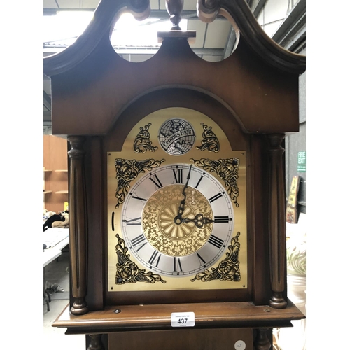 437 - A MODERN 'TEMPUS FUGIT' LONGCASE CLOCK WITH WEIGHTS