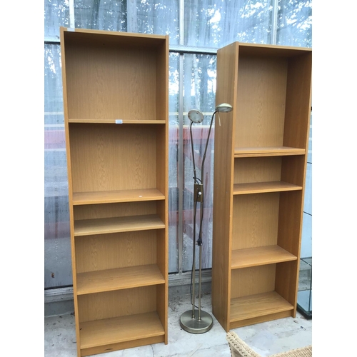 1128 - TWO MODERN BOOKSHELVES TOGETHER WITH FLOOR LAMP (3)