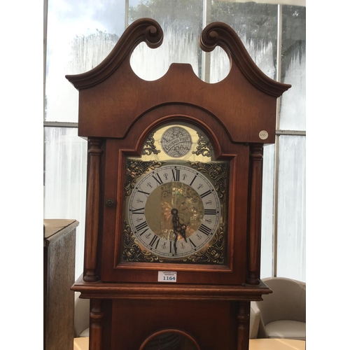 1164 - A TEMPUS FUGIT MAHOGANY LONG CASE CLOCK