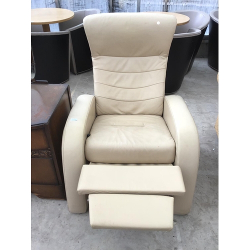 1176 - A STRESSLESS STYLE CREAM LEATHER ARMCHAIR