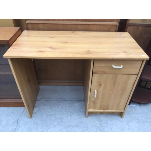 1210 - TWO ITEMS - MODERN DESK AND TEAK GLASS SMALL BOOKCASE