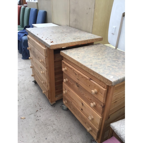 1252 - TWO PINE BASED KITCHEN UNITS WITH MODERN TOPS