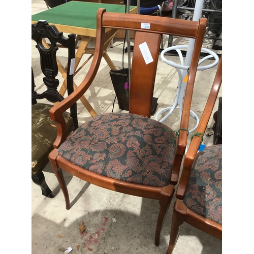 1292 - TWO YEW WOOD CARVER ARMCHAIRS