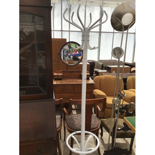 1299 - FOUR ITEMS - BENTWOOD COAT STAND, FELT TOPPED TABLE ETC