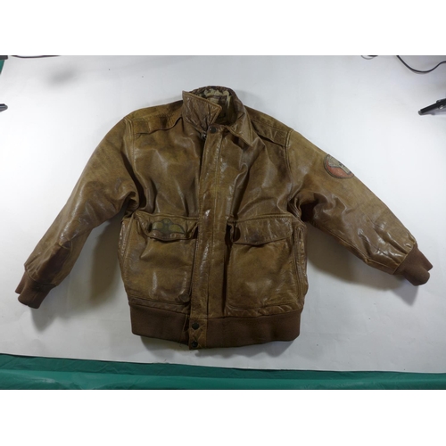 A RYAN LEATHERWEAR JACKET WITH USAAF IMAGES OF A PLANE AND 8TH