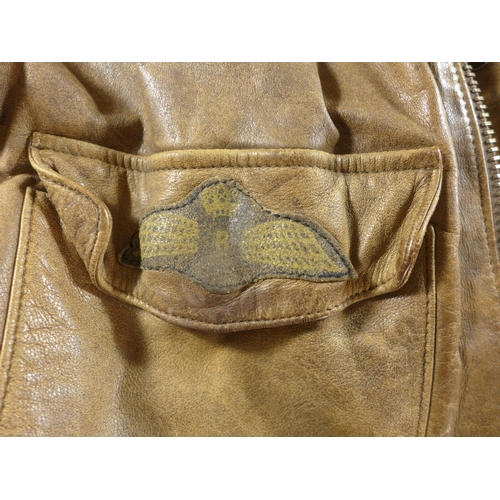 A RYAN LEATHERWEAR JACKET WITH USAAF IMAGES OF A PLANE AND 8TH