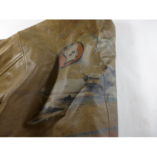 A RYAN LEATHERWEAR JACKET WITH USAAF IMAGES OF A PLANE AND 8TH