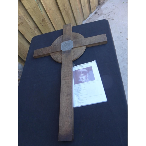 331 - A WW1 WOODEN GERMAN GRAVE MARKER (MARKED FOLLER ) WITH ASSOCIATED PAPERS