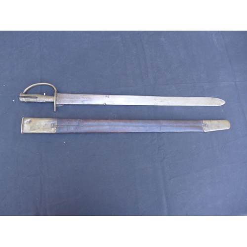 333 - A BAKER RIFLE BAYONET AND SCABBARD - 54 CM BLADE