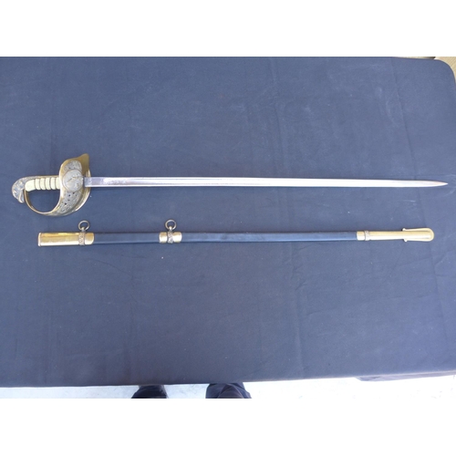 335 - AN RAF OFFICER'S SWORD AND SCABBARD - 82 CM BLADE