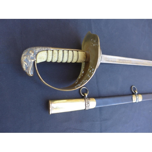 335 - AN RAF OFFICER'S SWORD AND SCABBARD - 82 CM BLADE