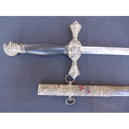 338 - AN AMERICAN MASONIC SWORD AND SCABBARD - 75 CM BLADE