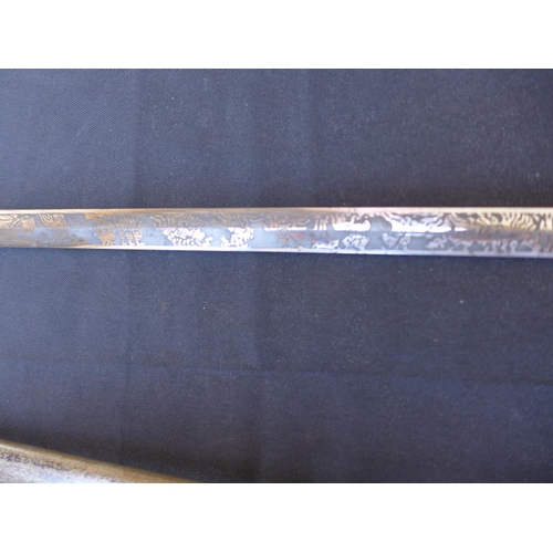 338 - AN AMERICAN MASONIC SWORD AND SCABBARD - 75 CM BLADE