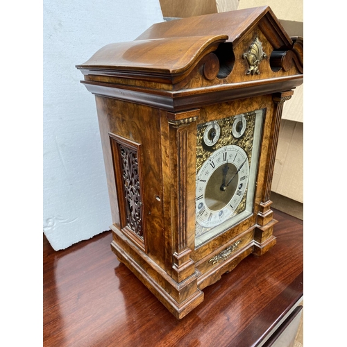 211 - A CIRCA 1890 WALNUT BRACKET CLOCK BY LENZKIRCH, GERMANY, HAVING EIGHT DAY MOVEMENT WITH STRIKING AND... 