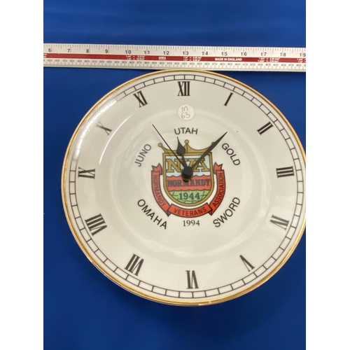 377 - A NORMANDY VETERAN'S GOLDEN ANNIVERSARY CLOCK PLATE