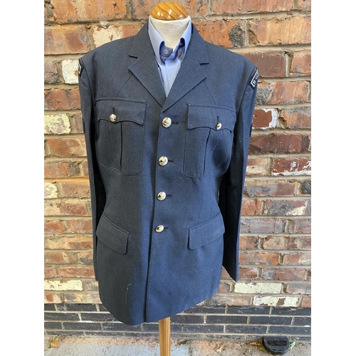 388 - AN RAF REGIMENT JACKET, SHIRT AND TROUSERS