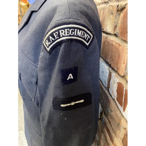 388 - AN RAF REGIMENT JACKET, SHIRT AND TROUSERS