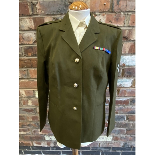 391 - AN ARMY OFFICER'S JACKET WITH RIBBON, SHIRT AND TROUSERS