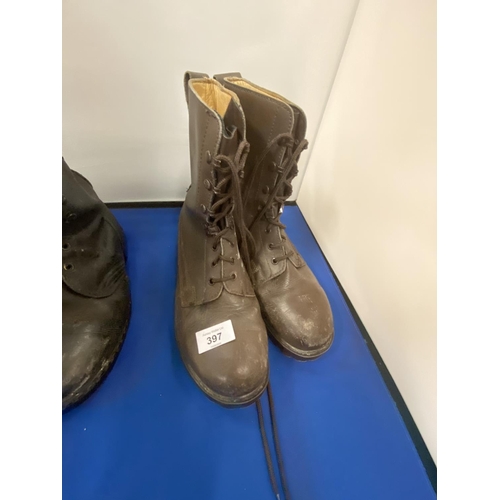 397 - TWO PAIRS OF MILITARY BOOTS