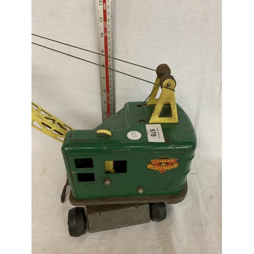 83 - A VINTAGE TIN PLATE TOY CRANE