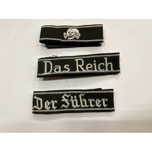 434 - THREE GERMAN CLOTH CUFF TITLES