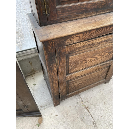 1506 - A GEORGIAN OAK LARDER CUPBOARD WITH ONE LOWER AND ONE UPPER DOOR