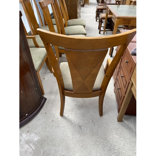 1509 - SIX CHERRY WOOD DINING CHAIRS AND TWO CARVERS