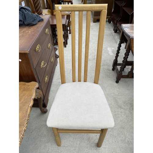 1516 - AN GALA FURNITURE OAK FLIP LEAF TABLE (DIAMETER 150 CM) AND FOUR MATCHING HIGH BACK OAK DING CHAIRS ... 