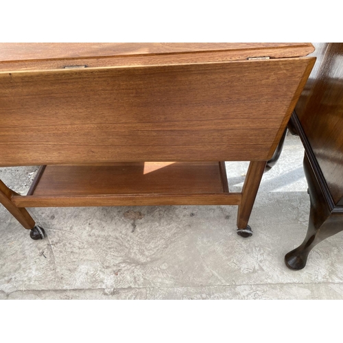 1533 - A RETRO TEAK DROP LEAF TEA TROLLEY