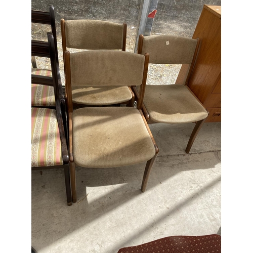 1537 - THREE RETRO TEAK DINING CHAIRS