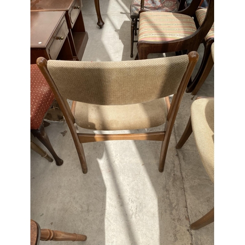 1537 - THREE RETRO TEAK DINING CHAIRS