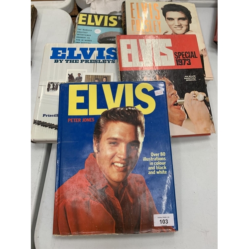 103 - FIVE ELVIS BOOKS TO INCLUDE ELVIS SPECIAL 1973, ELVIS BY THE PRESLEYS