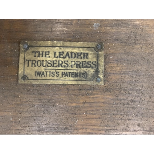 104 - A VINTAGE TROUSER PRESS 'AUSTIN REED LTD MAKERS OF SHIRTS LONDON' 'THE LEADERS TROUSERS PRESS (WATTS... 