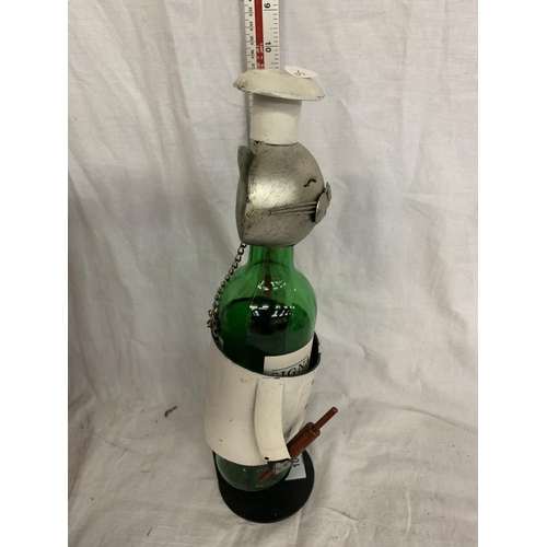 109 - A METAL CAT WINE BOTTLE HOLDER