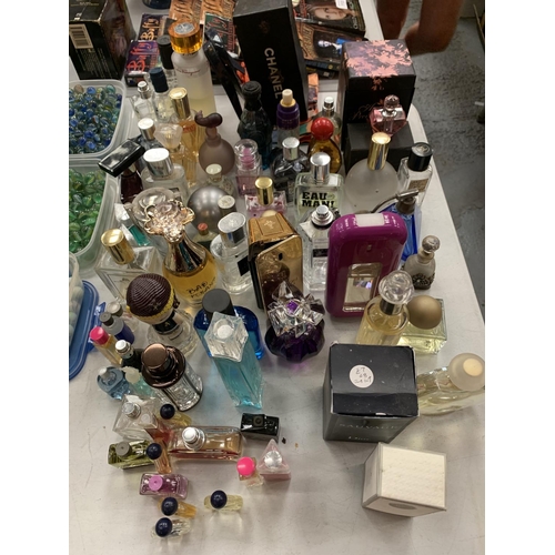 114 - A LARGE COLLECTION OF PERFUME AND PERFUME BOTTLES