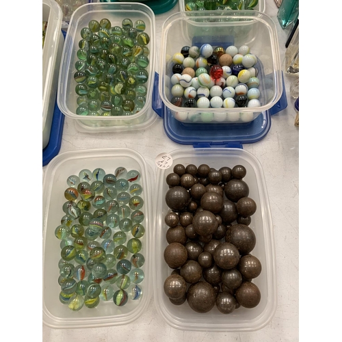 115 - A LARGE COLLECTION OF MARBLES ALL SORTED INTO COLOURS