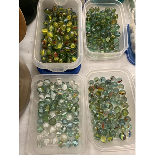 115 - A LARGE COLLECTION OF MARBLES ALL SORTED INTO COLOURS