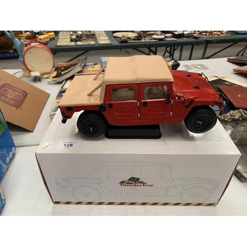 128 - A BOXED THUNDER TRACK RED JEEP STYLE CAR