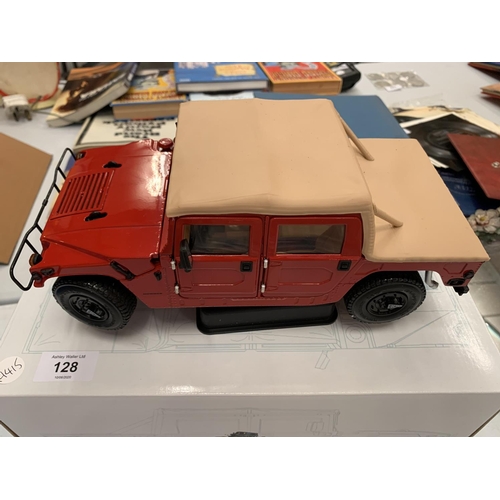 128 - A BOXED THUNDER TRACK RED JEEP STYLE CAR