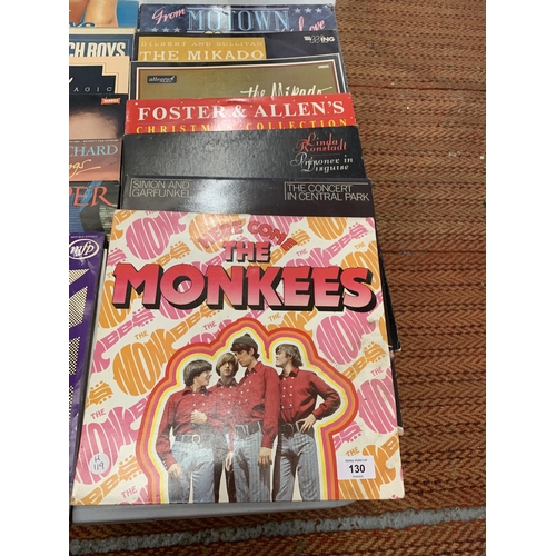 130 - A LARGE QUANTITY OF RECORDS TO INCLUDE THE MONKEES, MOTOWN, T REX, BEACH BOYS,CINDY LAUPER, THE BEAT... 