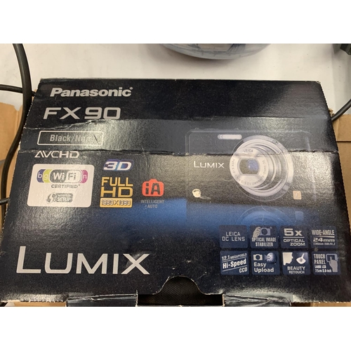 150 - A BOXED PANASONIC FX90 LUMIX FULL HD DIGITAL CAMERAWITH CHARGER AND CASE